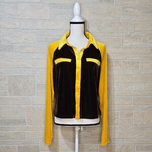 ASOS Labelrail x Francesca Perks 70's color block velvet polo top 18